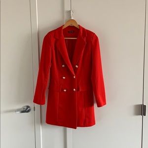 Red Blazer Double Button Dress